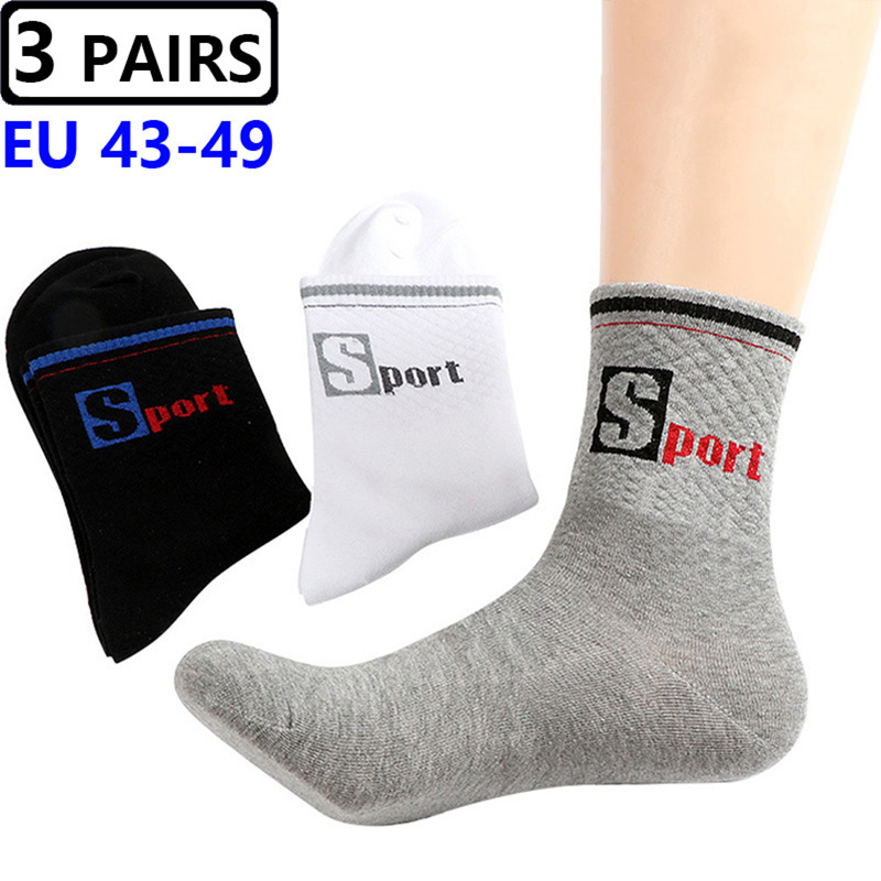3 Pairs/Pack Big Large Socks E - Cotton Crew Sock Pack 评论和价格