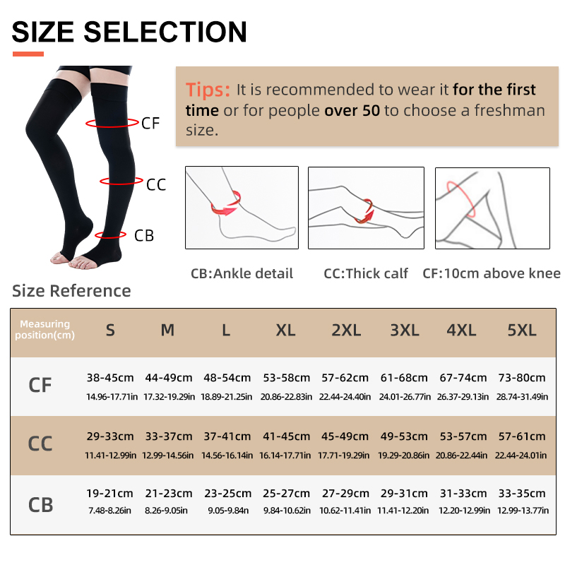 1Pair Thigh High Open Toe Medi - Compression Sock Medical 评论和价格