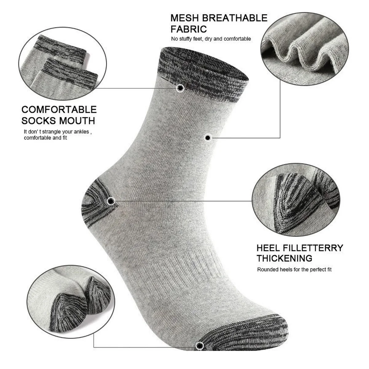 1/5 Pairs Men's Athletic Socks - Athletic Sock Cushion 评论和价格