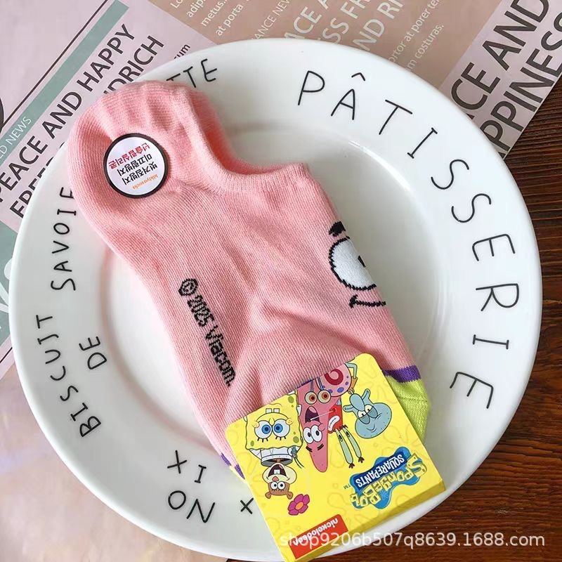 4PCS Hot Cute SpongeBob Square - Invisibility Sock Loafer 评论和价格