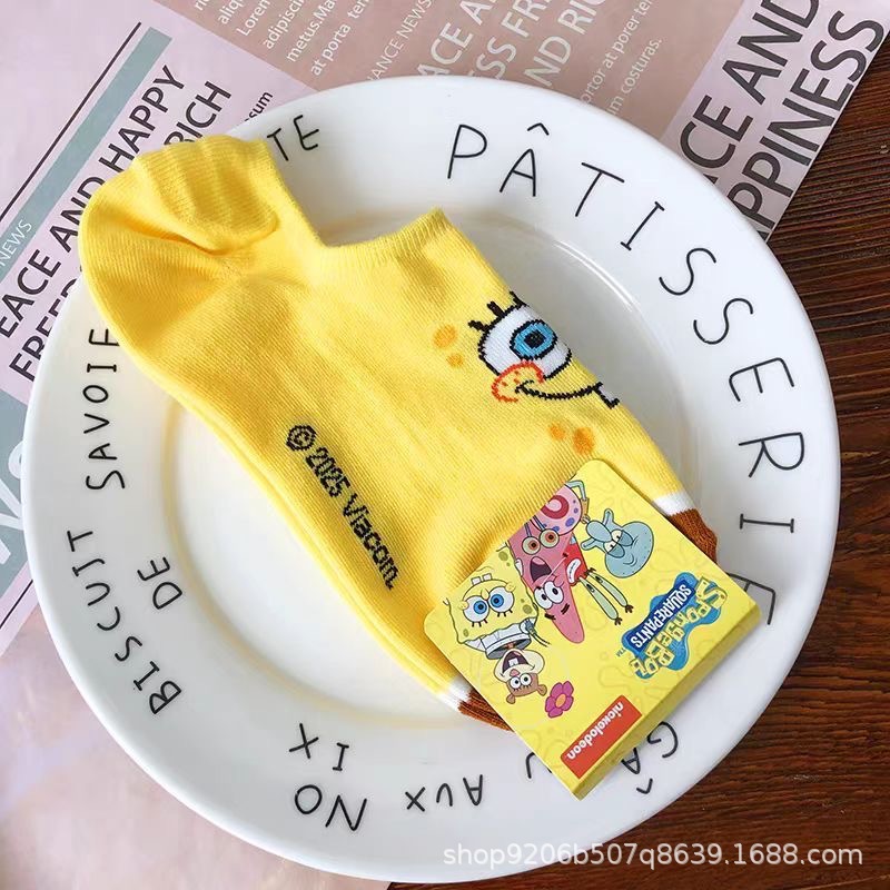 4PCS Hot Cute SpongeBob Square - Invisibility Sock Loafer 评论和价格
