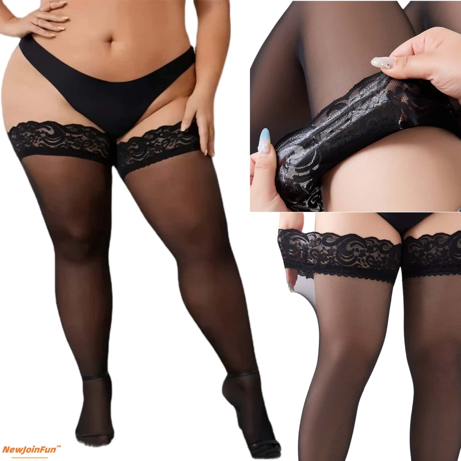 5pairs Plus Size Lace Top Thig - Thigh High Sock Stay Up 评论和价格