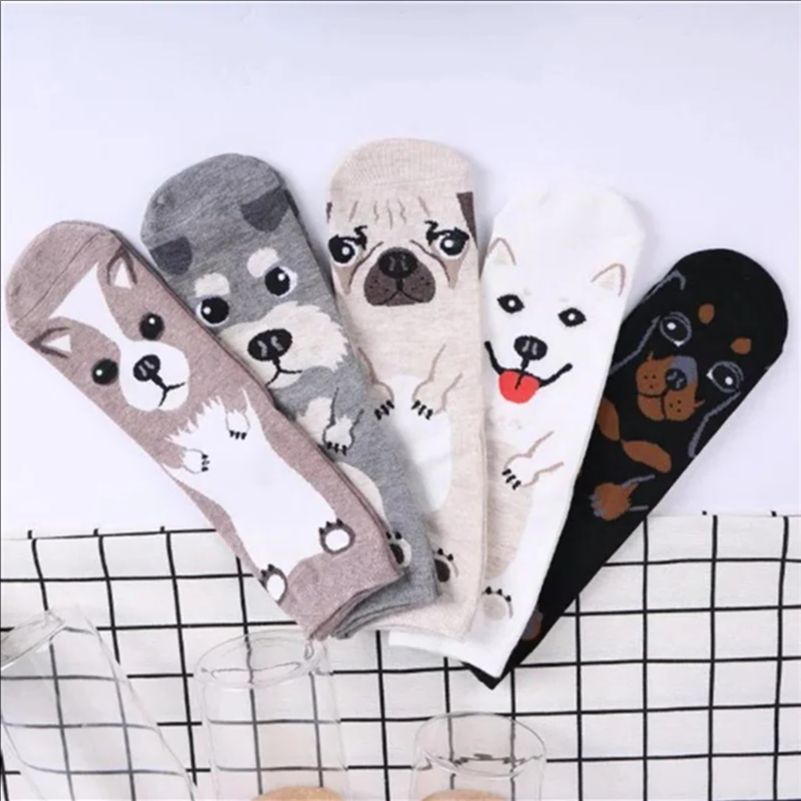 5 Pairs/pack Funny Cartoon Dog - Cotton Crew Sock Pack 评论和价格