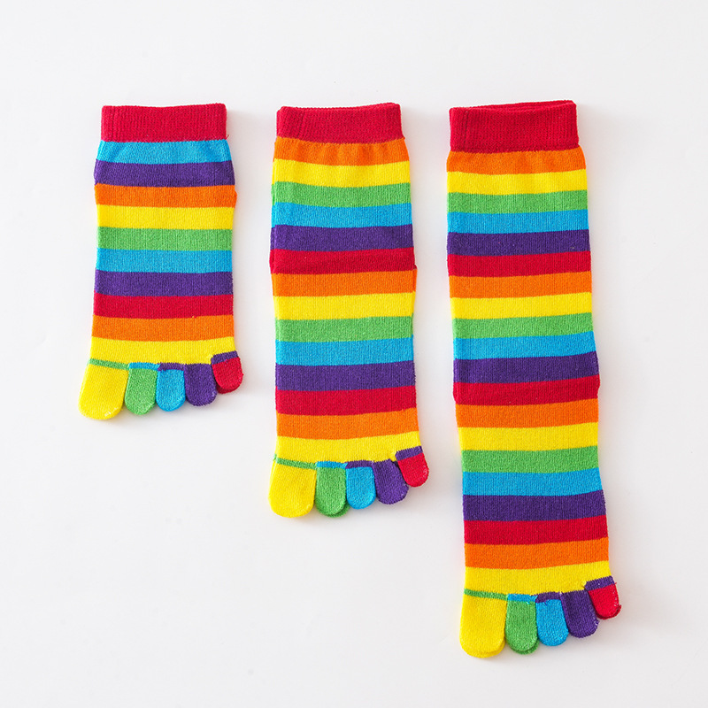 Women's Socks Rainbow Striped  - Toe Sock Split 评论和价格
