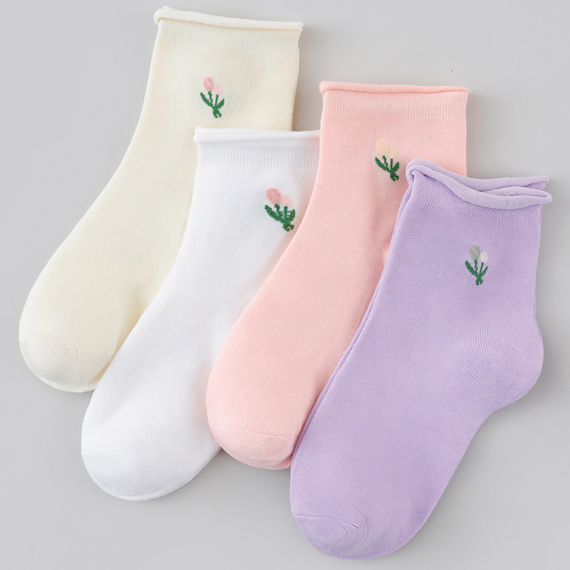 4/8/12 Packs Random Women Flor - Cotton Crew Sock Pack 评论和价格