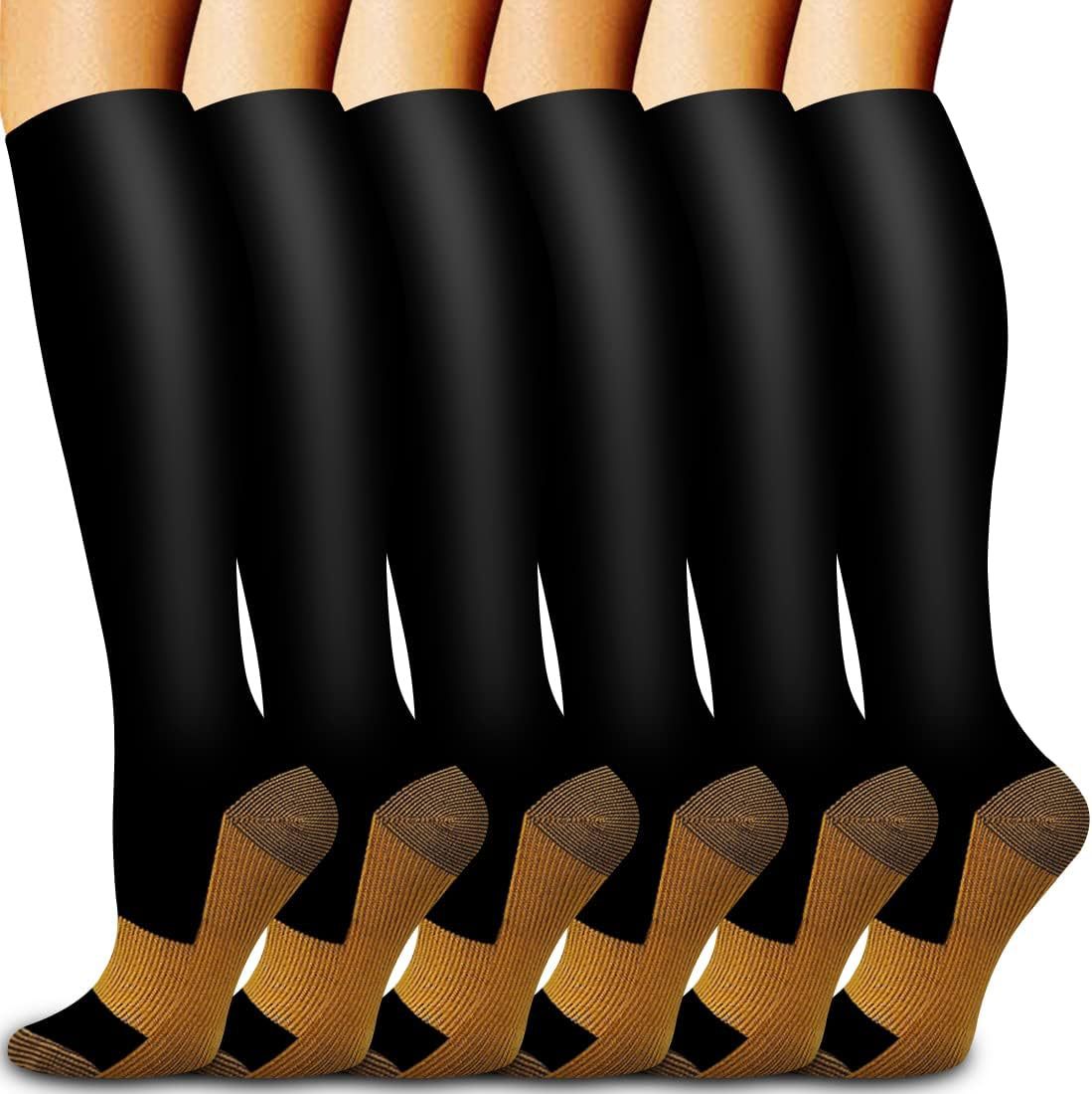 6 Pairs Solid Color Copper Com - Compression Sock Medical 评论和价格