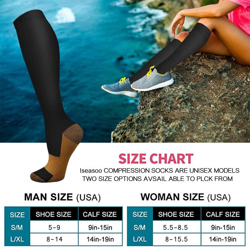 6 Pairs Solid Color Copper Com - Compression Sock Medical 评论和价格