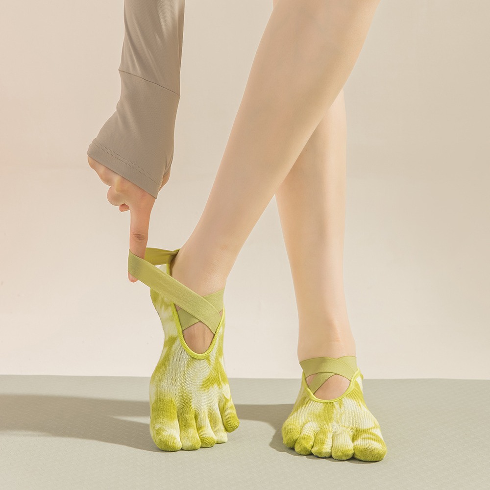 Women's Tie-Dye Five-Finger Gr - Grip Sock Yoga 评论和价格