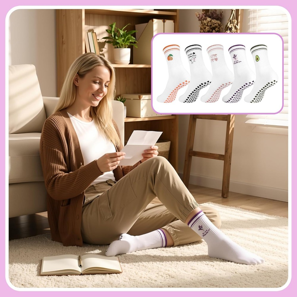 Women's Cute Ruffled Yoga Sock - Grip Sock Yoga 评论和价格