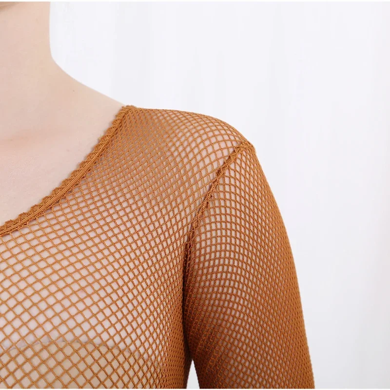 Latin Dance Full Body Jumpsuit - Fishnet Stocking Women 评论和价格